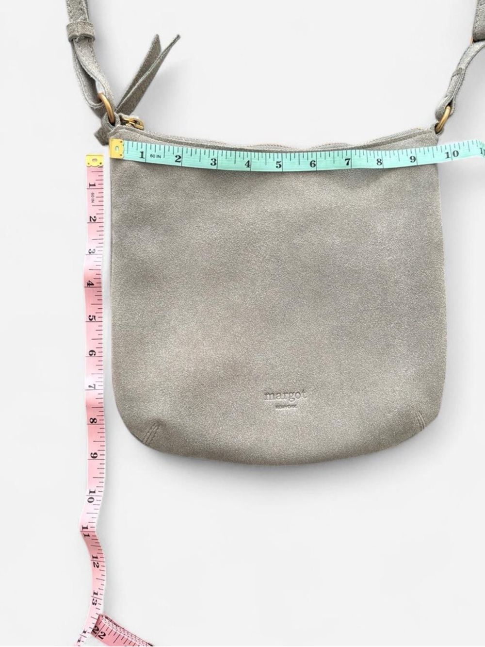 margot grey Leather Suede Crossbody Bag - Picture 6 of 6